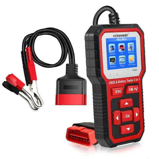 Universeller OBD2-Kfz-Diagnosescanner kombiniert mit Batterietester KW681
