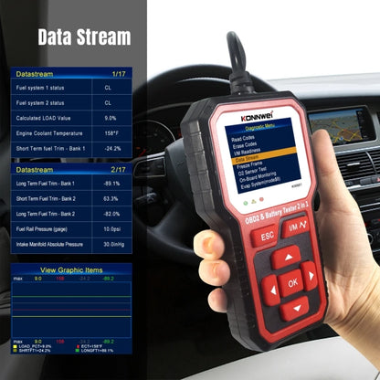 Universeller OBD2-Kfz-Diagnosescanner kombiniert mit Batterietester KW681
